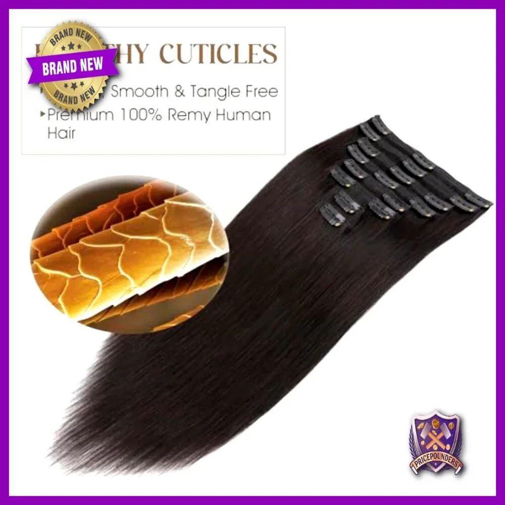 18 Inch Clip-In Human Hair Extensions 8 Wefts 140g Straight Remy